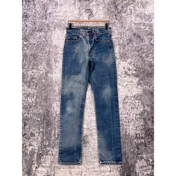 Vintage Levis Jeans 28 Inches Womens 505 Made In USA Washed Indigo Denim